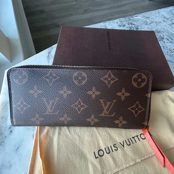Louis Vuitton clemence tangerine orange monogram wallet